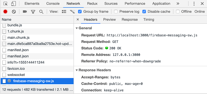 Firebase cloud messaging service work has no errors